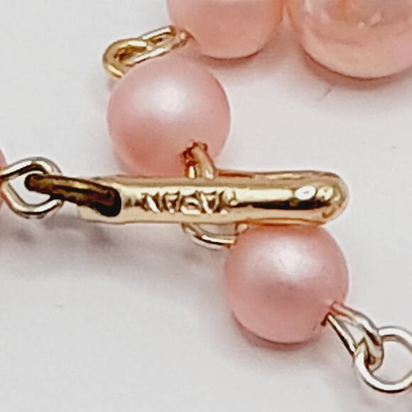 Vintage Japan 1950s Pink Pearl Bead 2 Strand Necklace 16” Signed Hook - Picture 9 of 13